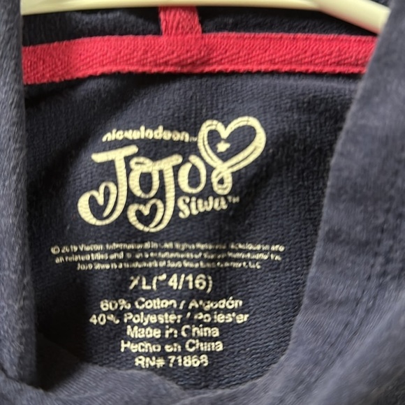 JoJo Siwa Two Pack: hoodie sweatshirt and long peek a boo sleeve tee, size M - Picture 5 of 10